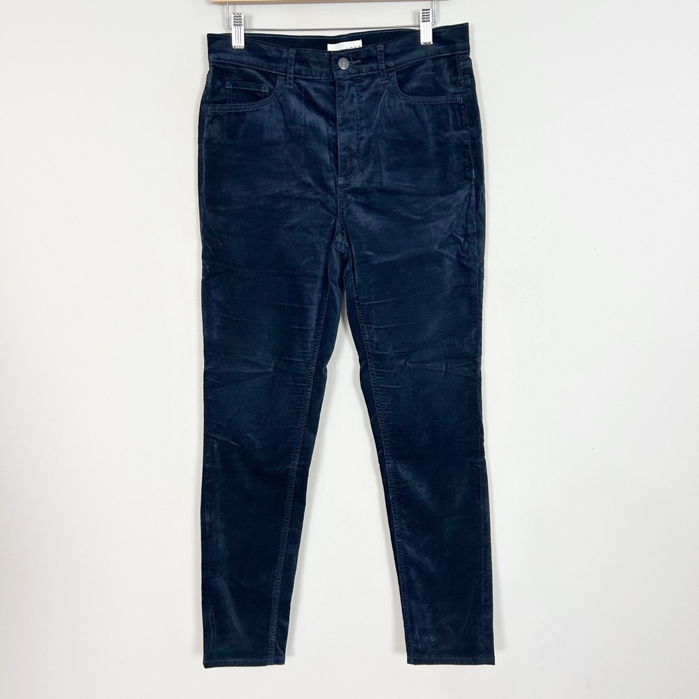 LOFT Velvet Pants Navy Blue High Rise Skinny Fall Classic Size 28/6 Women's